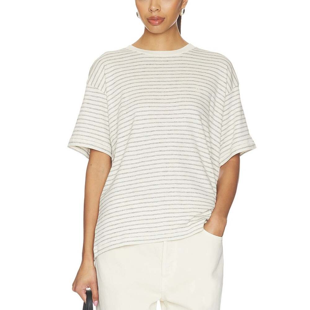 Anine Bing Striped Beige Cade T-Shirt Size S